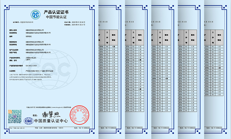 YE5電機1級能效證書(shū)